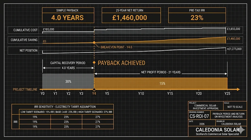 Commercial solar payback period and return on investment analysis - Caledonia Solar